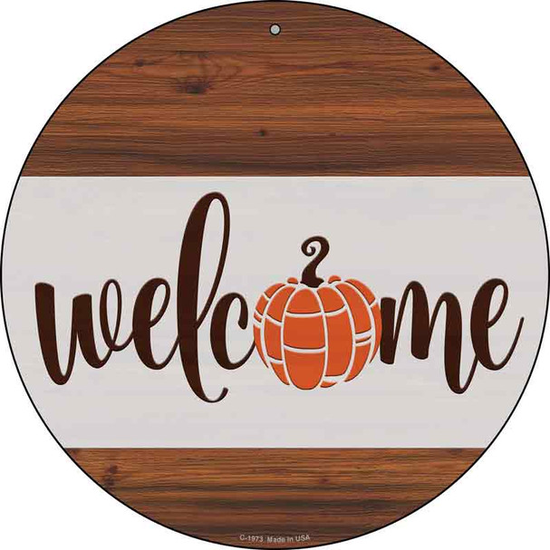 Welcome Pumpkin Wood Wholesale Novelty Metal Circle Sign