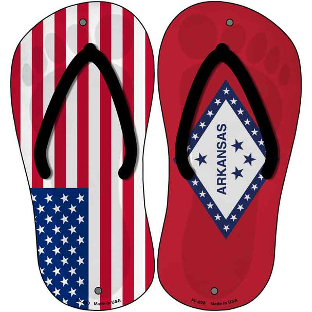 USA|Arkansas Flag Wholesale Novelty Metal Flip Flops (Set of 2)