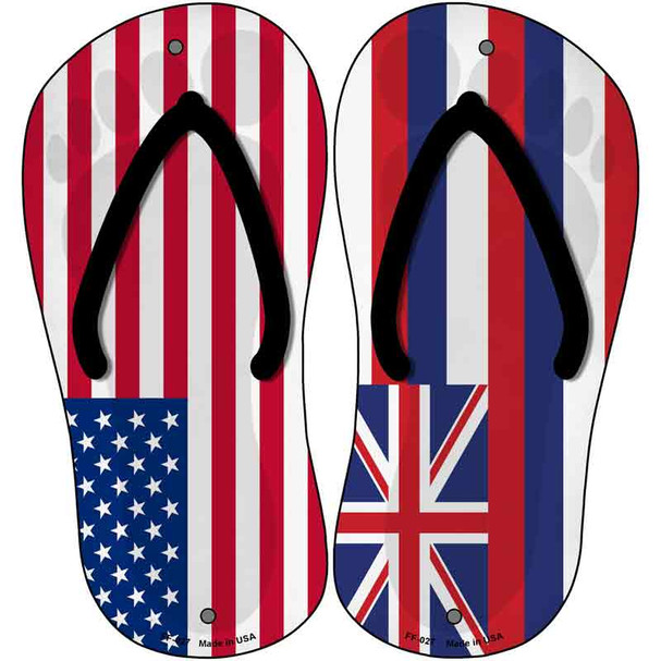USA|Hawaii Flag Wholesale Novelty Metal Flip Flops (Set of 2)