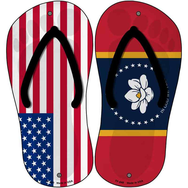 USA|Mississippi Flag Wholesale Novelty Metal Flip Flops (Set of 2)