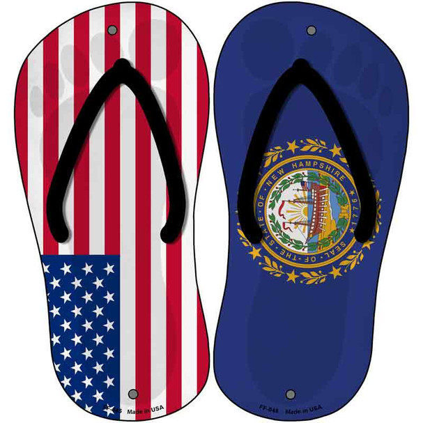 USA|New Hampshire Flag Wholesale Novelty Metal Flip Flops (Set of 2)