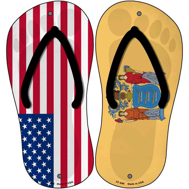 USA|New Jersey Flag Wholesale Novelty Metal Flip Flops (Set of 2)