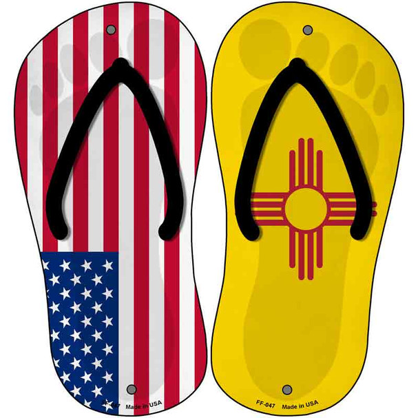 USA|New Mexico Flag Wholesale Novelty Metal Flip Flops (Set of 2)