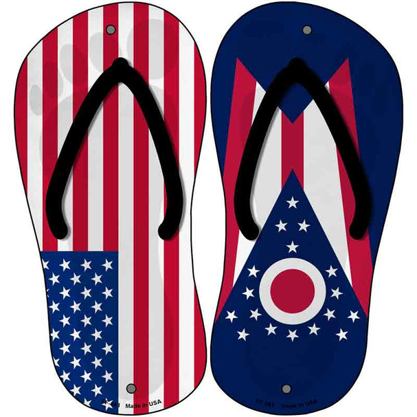 USA|Ohio Flag Wholesale Novelty Metal Flip Flops (Set of 2)