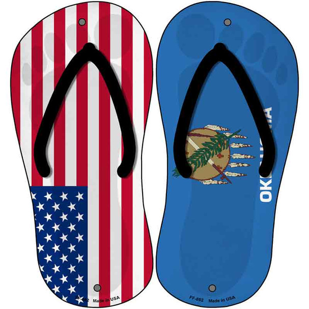 USA|Oklahoma Flag Wholesale Novelty Metal Flip Flops (Set of 2)