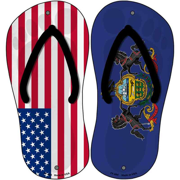 USA|Pennsylvania Flag Wholesale Novelty Metal Flip Flops (Set of 2)