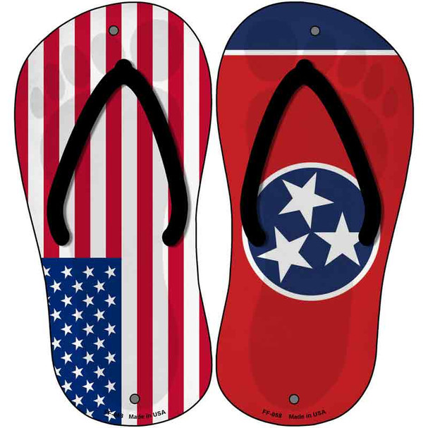 USA|Tennessee Flag Wholesale Novelty Metal Flip Flops (Set of 2)