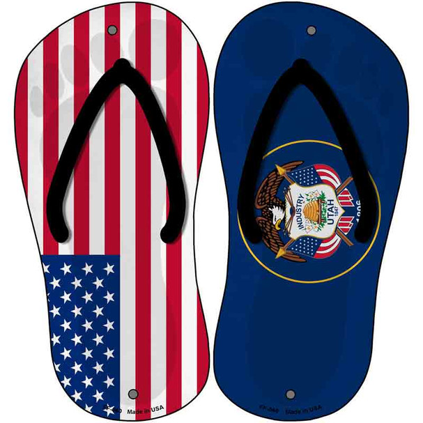 USA|Utah Flag Wholesale Novelty Metal Flip Flops (Set of 2)