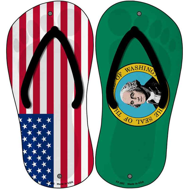 USA|Washington Flag Wholesale Novelty Metal Flip Flops (Set of 2)