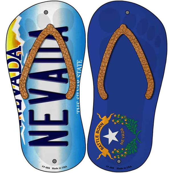 Nevada|NV Flag Wholesale Novelty Metal Flip Flops (Set of 2)