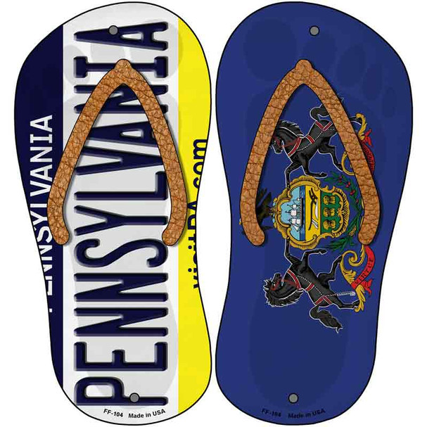 Pennsylvania|PA Flag Wholesale Novelty Metal Flip Flops (Set of 2)