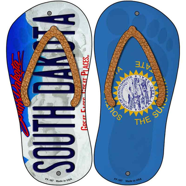 South Dakota|SD Flag Wholesale Novelty Metal Flip Flops (Set of 2)