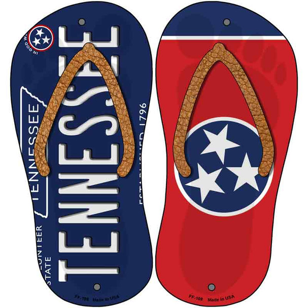 Tennessee|TN Flag Wholesale Novelty Metal Flip Flops (Set of 2)