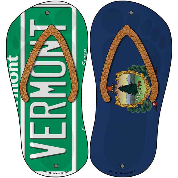 Vermont|VT Flag Wholesale Novelty Metal Flip Flops (Set of 2)