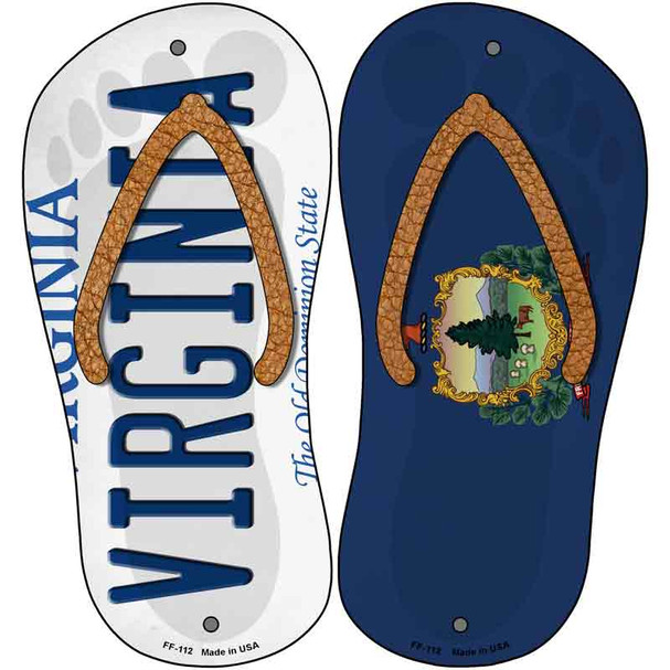 Virginia|VA Flag Wholesale Novelty Metal Flip Flops (Set of 2)