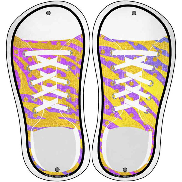 Yellow|Pink Zebra Print Wholesale Novelty Metal Shoe Outlines (Set of 2)