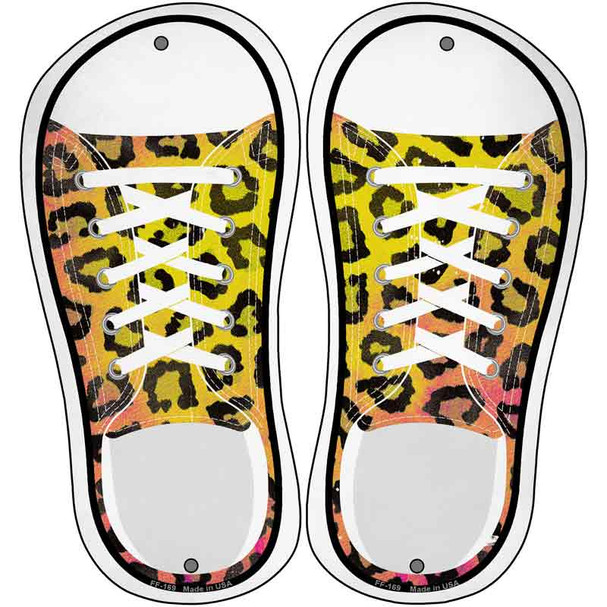 Black|Yellow Leopard Print Wholesale Novelty Metal Shoe Outlines (Set of 2)