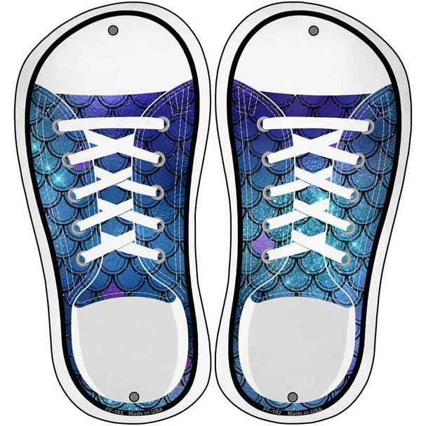 Blue Glitter Scales Wholesale Novelty Metal Shoe Outlines (Set of 2)