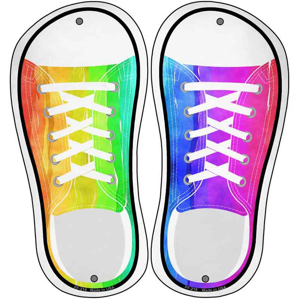 Rainbow Flag Watercolor Vertical Wholesale Novelty Metal Shoe Outlines (Set of 2)