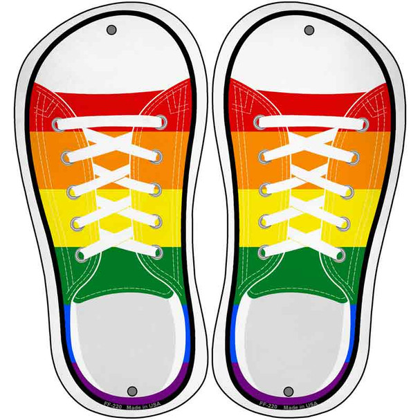 Rainbow Flag Horizontal Wholesale Novelty Metal Shoe Outlines (Set of 2)