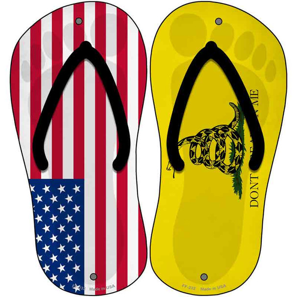 USA|Dont Tread on Me Flag Wholesale Novelty Metal Flip Flops (Set of 2)