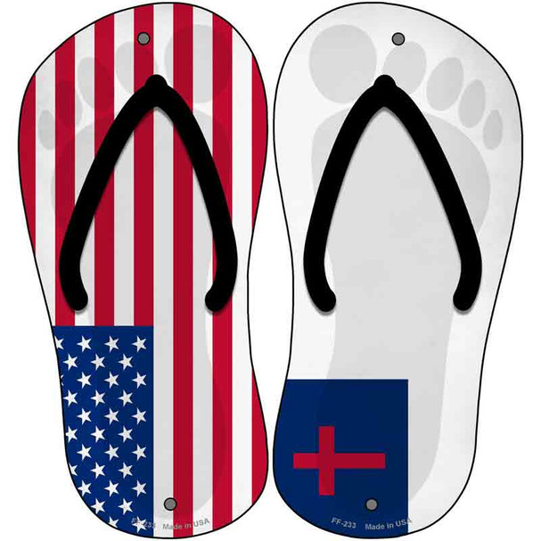 USA|Christian Flag Wholesale Novelty Metal Flip Flops (Set of 2)