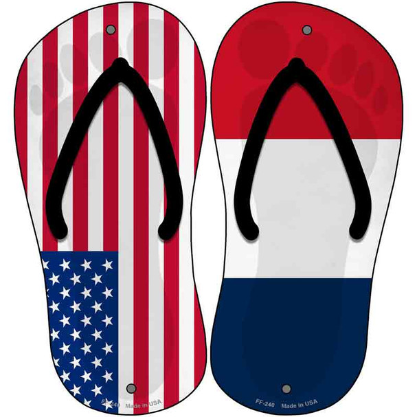 USA|France Flag Wholesale Novelty Metal Flip Flops (Set of 2)