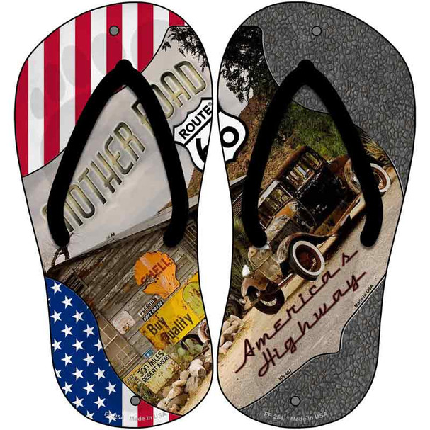 USA|Mother Road Shield Wholesale Novelty Metal Flip Flops (Set of 2)