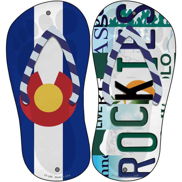 CO Flag|Rockies Strip Art Wholesale Novelty Metal Flip Flops (Set of 2)