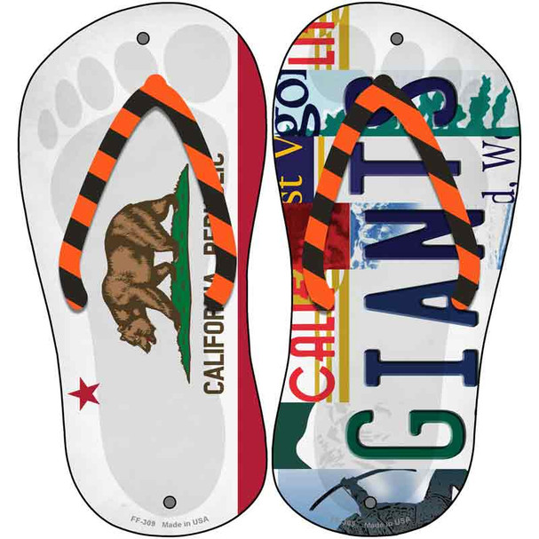 CA Flag|Giants Strip Art Wholesale Novelty Metal Flip Flops (Set of 2)