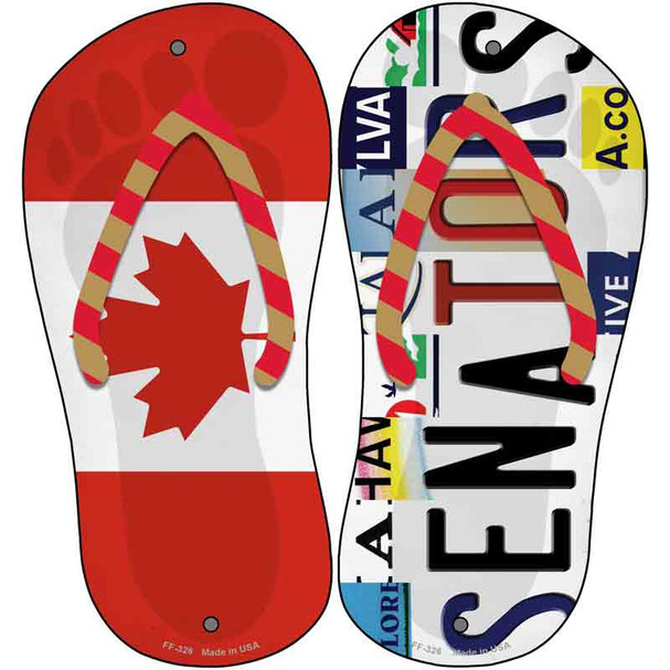 CAN Flag|Senators Strip Art Wholesale Novelty Metal Flip Flops (Set of 2)