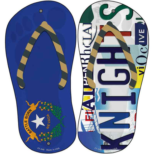 NV Flag|Knights Strip Art Wholesale Novelty Metal Flip Flops (Set of 2)