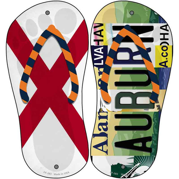 AL Flag|Auburn Strip Art Wholesale Novelty Metal Flip Flops (Set of 2)