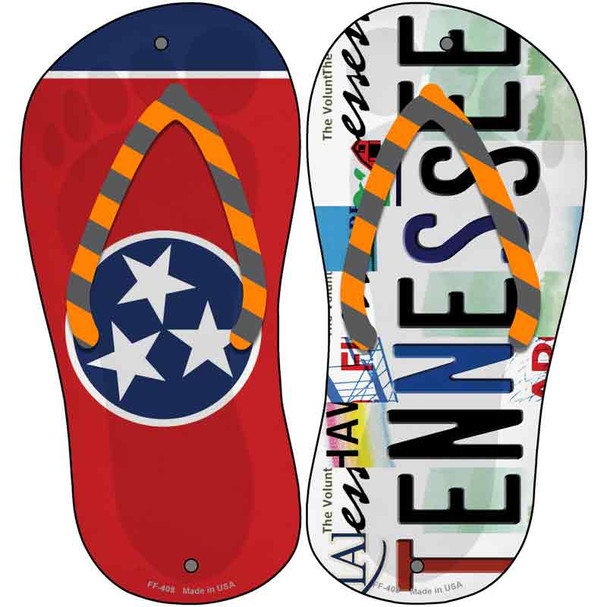 TN Flag|Tennessee Strip Art Wholesale Novelty Metal Flip Flops (Set of 2)