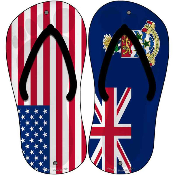 USA|Cayman Islands Flag Wholesale Novelty Metal Flip Flops (Set of 2)