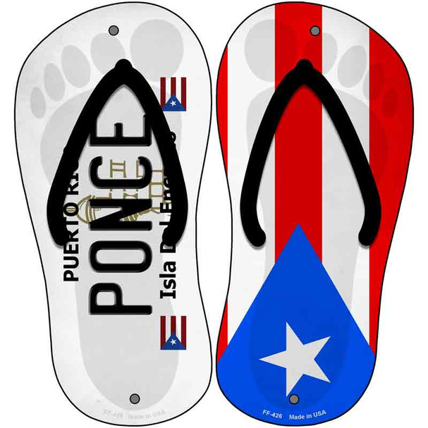 Ponce|PR Flag Wholesale Novelty Metal Flip Flops (Set of 2)