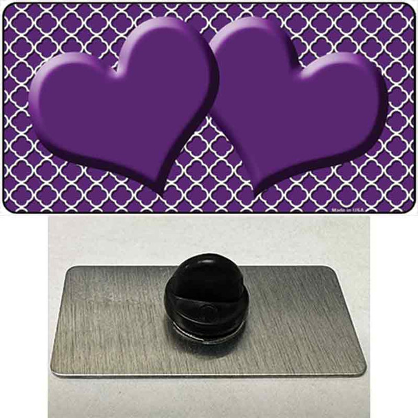 Purple White Quatrefoil Purple Center Hearts Wholesale Novelty Metal Hat Pin