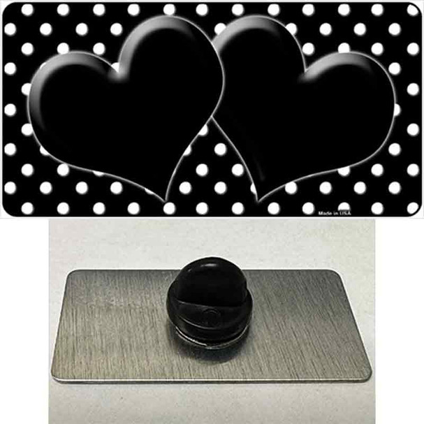 Black White Polka Dot Center Hearts Wholesale Novelty Metal Hat Pin