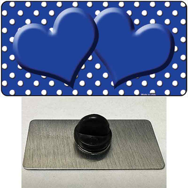 Blue White Polka Dot Center Hearts Wholesale Novelty Metal Hat Pin