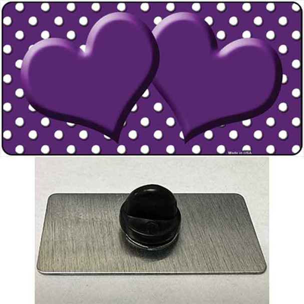 Purple White Polka Dot Center Hearts Wholesale Novelty Metal Hat Pin