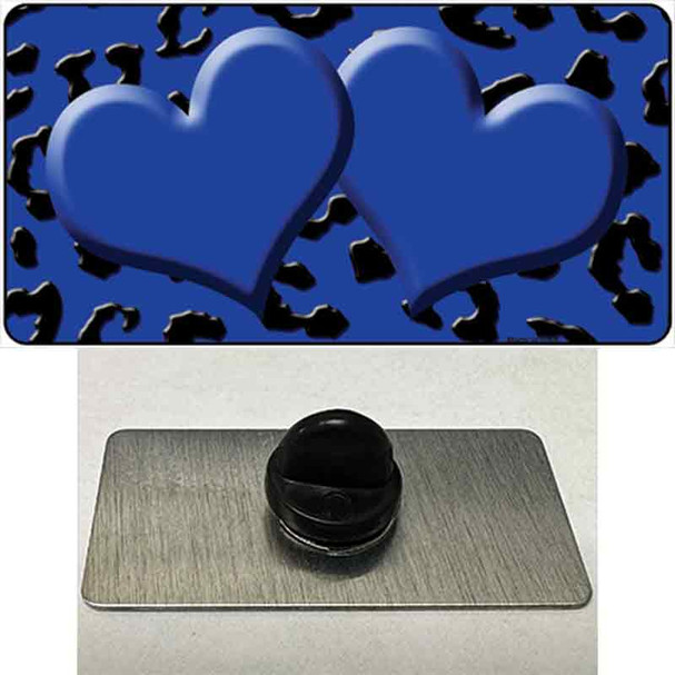 Blue Black Cheetah Blue Center Hearts Wholesale Novelty Metal Hat Pin