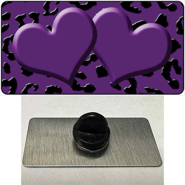 Purple Black Cheetah Purple Center Hearts Wholesale Novelty Metal Hat Pin