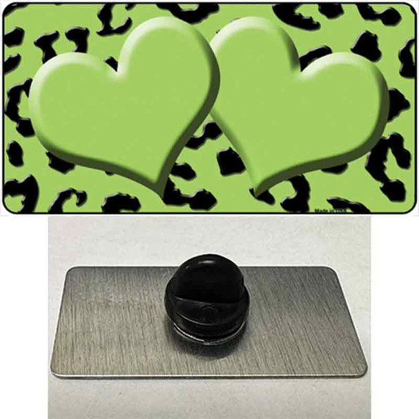Lime Green Black Cheetah Lime Green Center Hearts Wholesale Novelty Metal Hat Pin