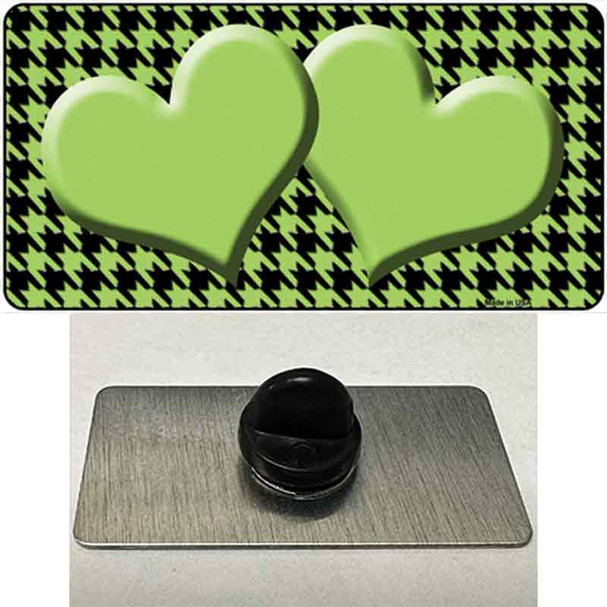 Lime Green Black Houndstooth Lime Green Center Hearts Wholesale Novelty Metal Hat Pin