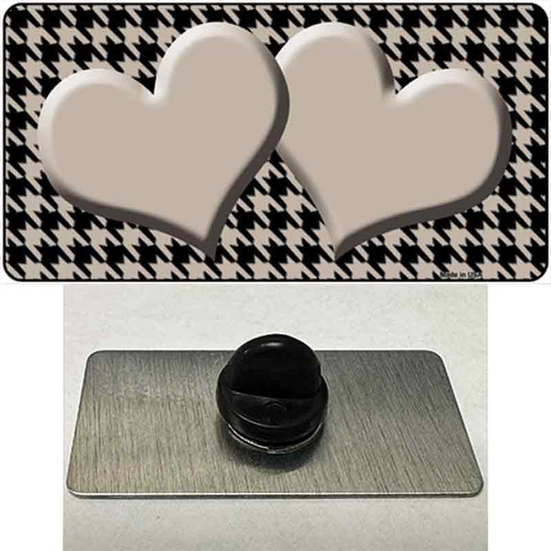 Tan Black Houndstooth Tan Center Hearts Wholesale Novelty Metal Hat Pin