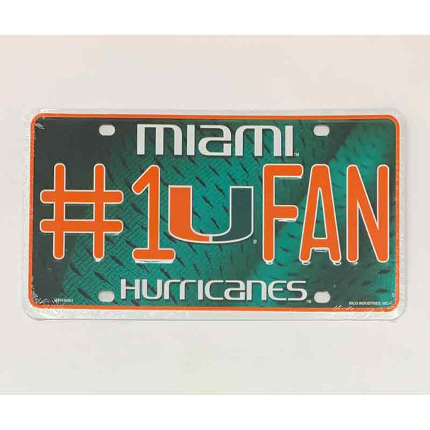 Miami Hurricanes Fan Deluxe Wholesale Metal Novelty License Plate