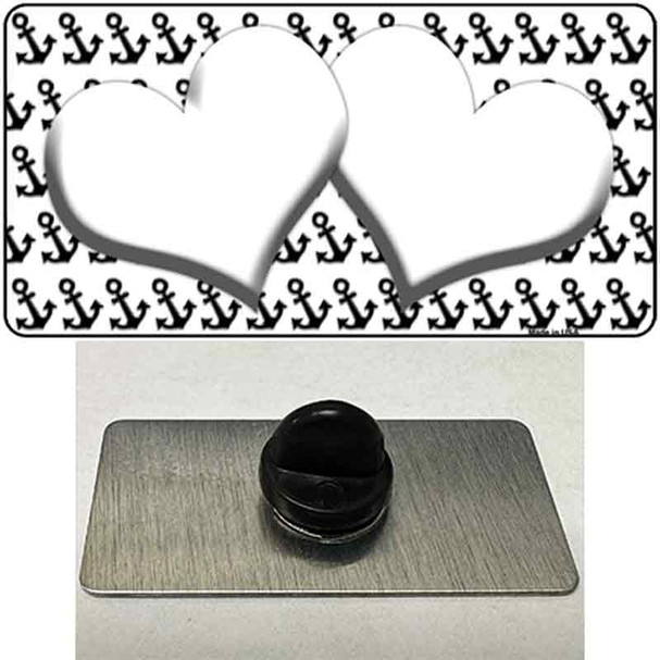 White Black Anchor White Heart Center Wholesale Novelty Metal Hat Pin