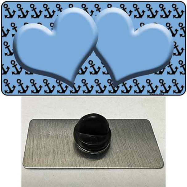 Light Blue Black Anchor Light Blue Heart Center Wholesale Novelty Metal Hat Pin