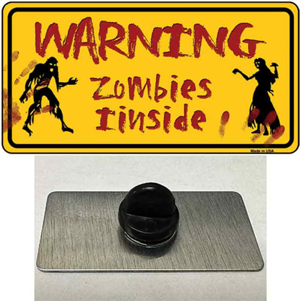 Warning Zombies Inside Wholesale Novelty Metal Hat Pin