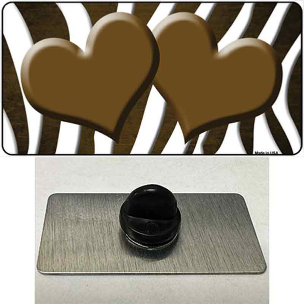 Brown White Zebra Hearts Oil Rubbed Wholesale Novelty Metal Hat Pin